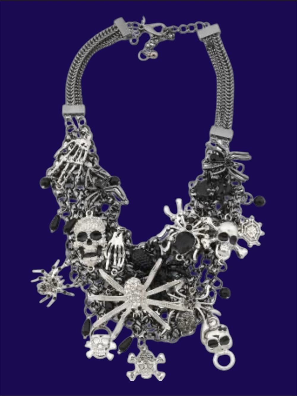 🕷️🕸️NASTHA Couture Gunmetal Skull& Spider
STATEMENT Necklace-NWT🕷️🕸️